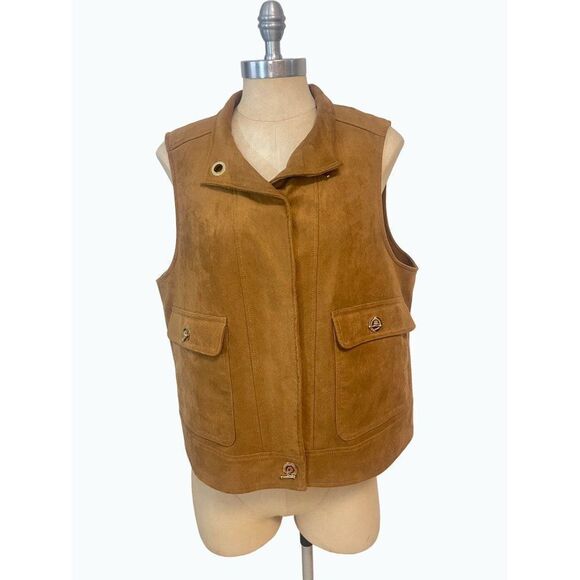 Chico's Black Label Faux-Suede Grommet Vest size 2 Large - Picture 4 of 9